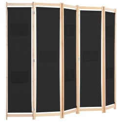 Cloison de séparation 5 panneaux Noir 200 x 170 x 4 cm Tissu 517772517772