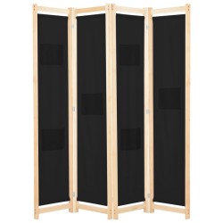 Cloison de séparation 4 panneaux Noir 160x170x4 cm Tissu 517774517774