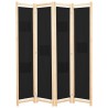 Cloison de séparation 4 panneaux Noir 160x170x4 cm Tissu 517774517774