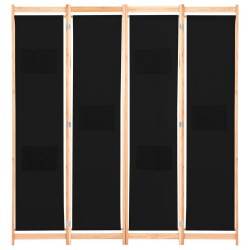 Cloison de séparation 4 panneaux Noir 160x170x4 cm Tissu 517774517774