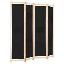 Cloison de séparation 4 panneaux Noir 160x170x4 cm Tissu 517774517774