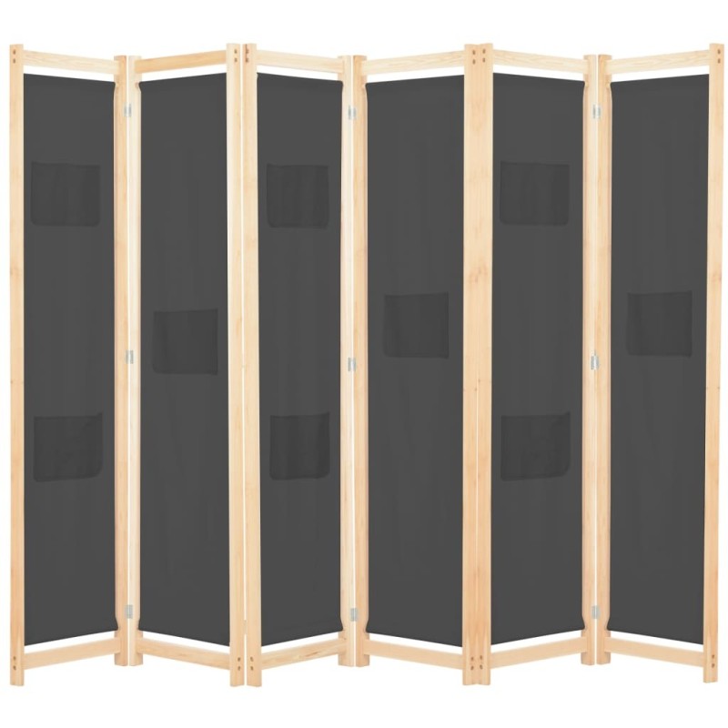 Cloison de séparation 6 panneaux Gris 240 x 170 x 4 cm Tissu 517775517775
