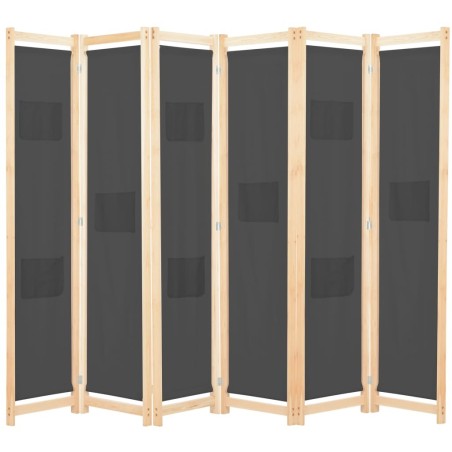 Cloison de séparation 6 panneaux Gris 240 x 170 x 4 cm Tissu 517775517775