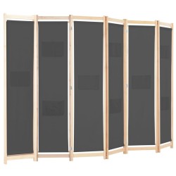 Cloison de séparation 6 panneaux Gris 240 x 170 x 4 cm Tissu 517775517775