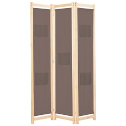 Cloison de séparation 3 panneaux Marron 120x170x4 cm Tissu 517776517776
