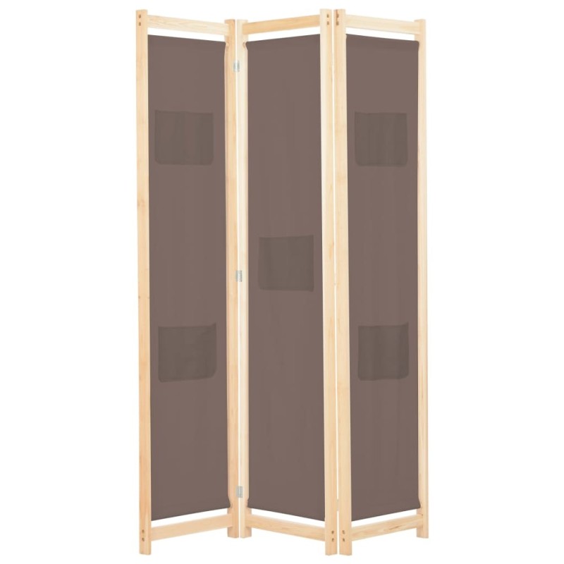 Cloison de séparation 3 panneaux Marron 120x170x4 cm Tissu 517776517776