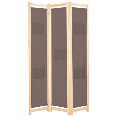 Cloison de séparation 3 panneaux Marron 120x170x4 cm Tissu 517776517776
