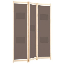 Cloison de séparation 3 panneaux Marron 120x170x4 cm Tissu 517776517776