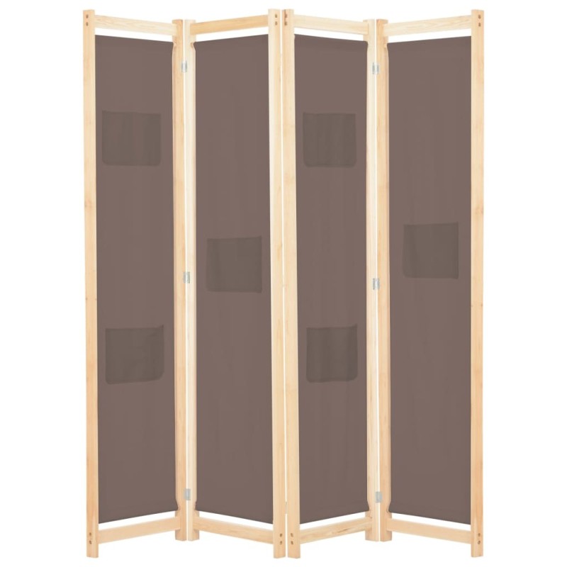 Cloison de séparation 4 panneaux Marron 160x170x4 cm Tissu 517777517777
