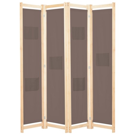 Cloison de séparation 4 panneaux Marron 160x170x4 cm Tissu 517777517777