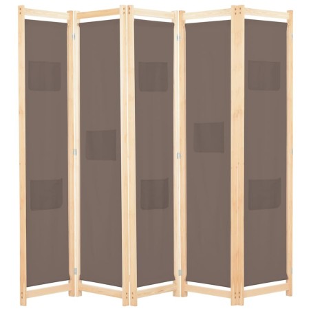 Cloison de séparation 5 panneaux Marron 200 x 170 x 4 cm Tissu 517778517778