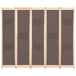 Cloison de séparation 5 panneaux Marron 200 x 170 x 4 cm Tissu 517778517778