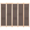 Cloison de séparation 5 panneaux Marron 200 x 170 x 4 cm Tissu 517778517778