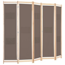 Cloison de séparation 5 panneaux Marron 200 x 170 x 4 cm Tissu 517778517778