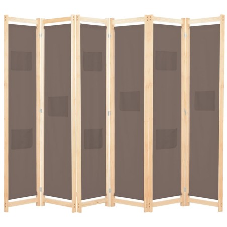 Cloison de séparation 6 panneaux Marron 240 x 170 x 4 cm Tissu 517779517779