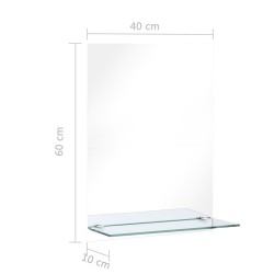 Miroir mural avec étagère 40x60 cm Verre trempé 517780517780