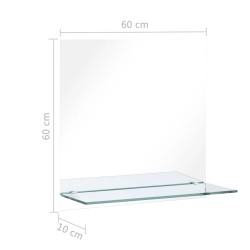 Miroir mural avec étagère 60x60 cm Verre trempé 517781517781