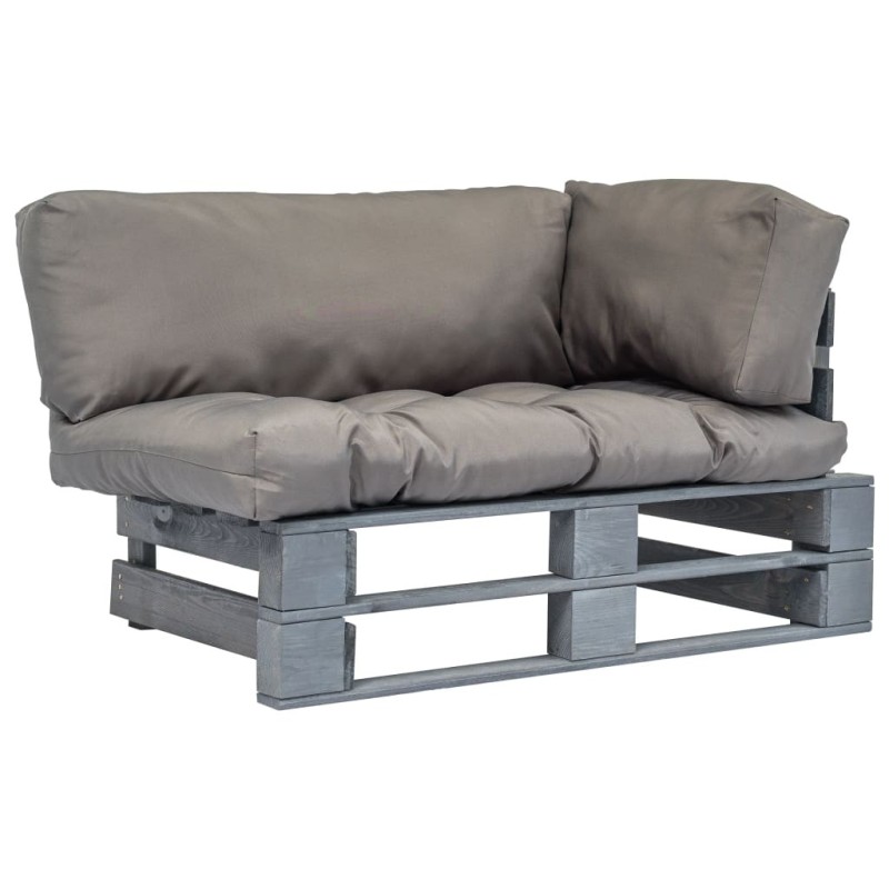 Canapé de jardin palette avec coussins gris Pinède 517783517783