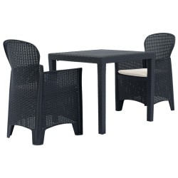 Ensemble de bistro 3 pcs Plastique Anthracite Aspect de rotin 517793517793