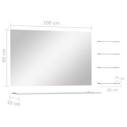 Miroir mural avec 5 étagères Argenté 100 x 60 cm 517798517798