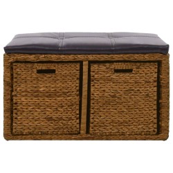 Banc avec 2 paniers Jacinthe d'eau 71 x 40 x 42 cm Marron 517814517814