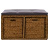 Banc avec 2 paniers Jacinthe d'eau 71 x 40 x 42 cm Marron 517814517814