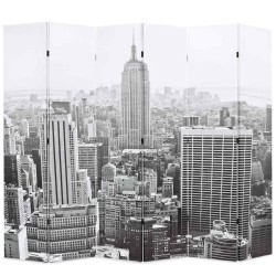Cloison de séparation pliable 228x170 cm New York Noir et blanc 517821517821