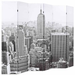 Cloison de séparation pliable 228x170 cm New York Noir et blanc 517821517821