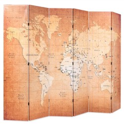 Cloison de séparation pliable 228 x 170 cm Carte du monde Jaune 517822517822