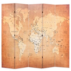 Cloison de séparation pliable 200 x 170 cm Carte du monde Jaune 517823517823