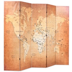 Cloison de séparation pliable 200 x 170 cm Carte du monde Jaune 517823517823