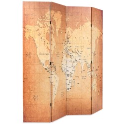 Cloison de séparation pliable 160 x 170 cm Carte du monde Jaune 517824517824