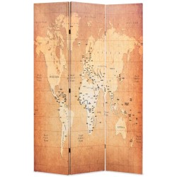 Cloison de séparation pliable 120 x 170 cm Carte du monde Jaune 517825517825