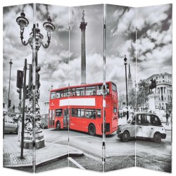 Cloison de séparation 200 x 170 cm Bus londonien Noir et blanc 517827517827