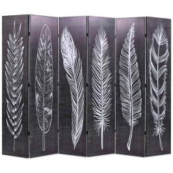 Cloison de séparation pliable 228 x 170 cm Plumes Noir et blanc 517847517847