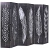 Cloison de séparation pliable 228 x 170 cm Plumes Noir et blanc 517847517847