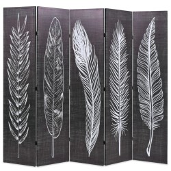 Cloison de séparation pliable 200 x 170 cm Plumes Noir et blanc 517853517853