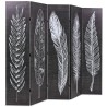 Cloison de séparation pliable 200 x 170 cm Plumes Noir et blanc 517853517853