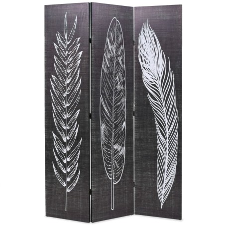 Cloison de séparation pliable 120 x 170 cm Plumes Noir et blanc 517855517855