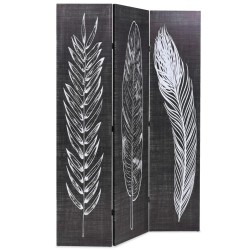 Cloison de séparation pliable 120 x 170 cm Plumes Noir et blanc 517855517855