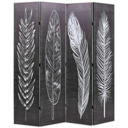 Cloison de séparation pliable 160 x 170 cm Plumes Noir et blanc 517856517856