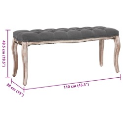 Banc Lin Bois solide 110x38x48 cm Gris foncé 517877517877
