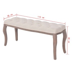 Banc Lin Bois massif 110 x 38 x 48 cm Blanc crème 517878517878