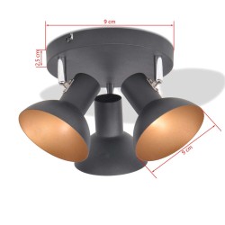 Plafonnier pour 3 ampoules E27 Noir et doré 517909517909