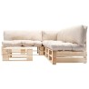 Salon de jardin palette 4 pcs avec coussins sable bois 517916517916