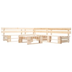 Salon de jardin palette 4 pcs avec coussins sable bois 517916517916
