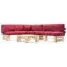 Salon de jardin palette 4 pcs avec coussins rouge bois 517917517917