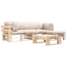 Salon de jardin palette 4 pcs avec coussins sable bois 517918517918