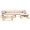 Salon de jardin palette 4 pcs avec coussins sable bois 517918517918