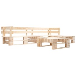 Salon de jardin palette 4 pcs avec coussins sable bois 517918517918